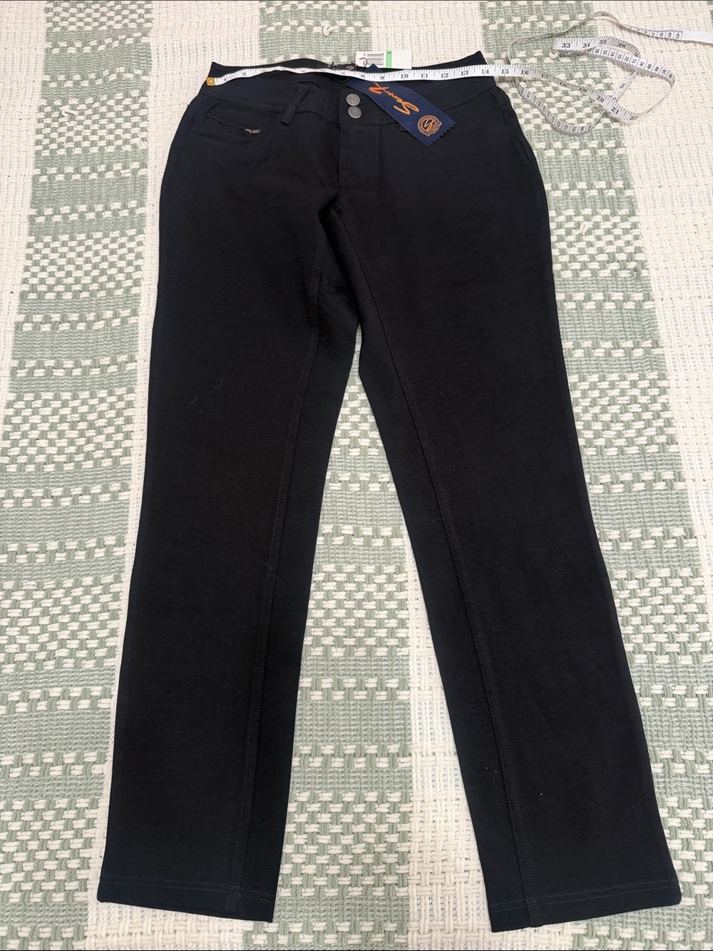 Seven7 Black Pants with Navy and Orange Branded Tag